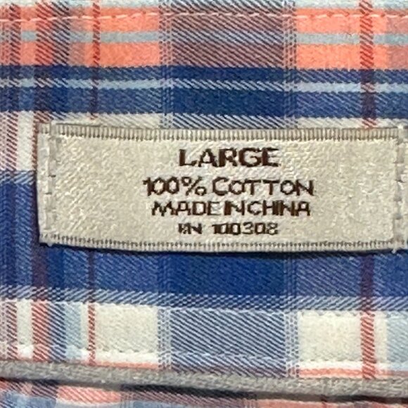 Peter Millar Plaid Long Sleeve Button Down Cotton Dress Shirt Size Large - Picture 7 of 8